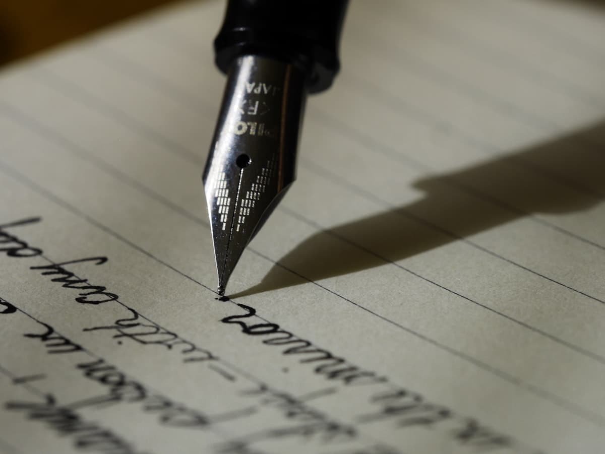 Writing a message at a desk